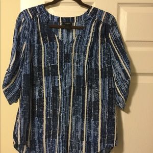 Ann Taylor Blue and cream blouse